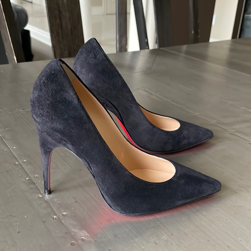 christian louboutin alminette black suede pump sz 34 100mm